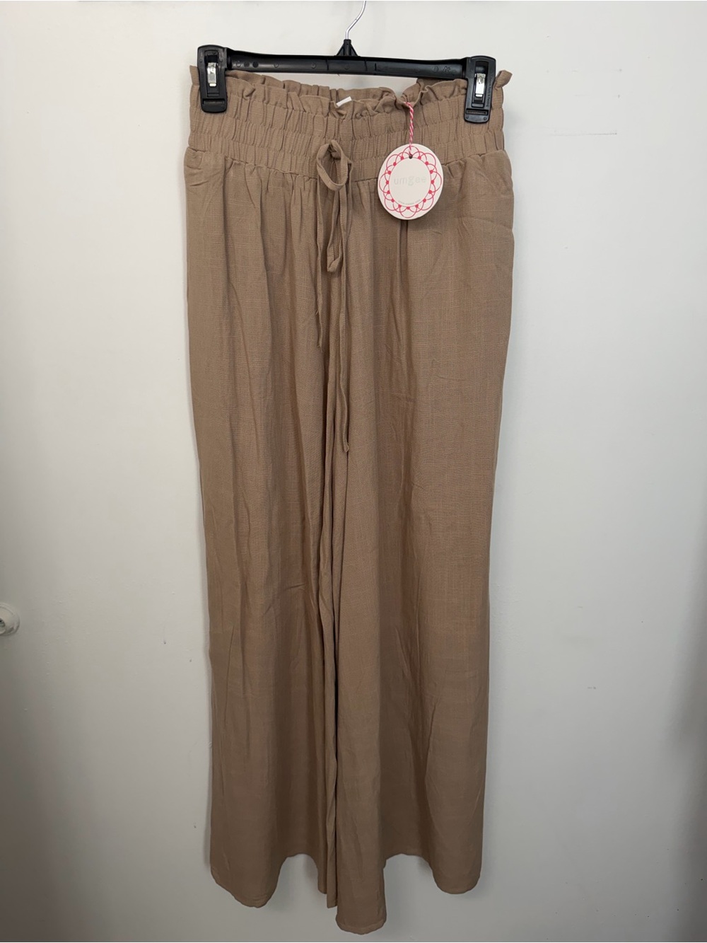 Umgee Neutral Wide Leg Smocked Waist Pants - Taupe